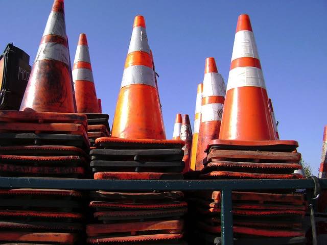 Image of witches hats used for safety