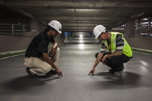 Image of safety officers checking road